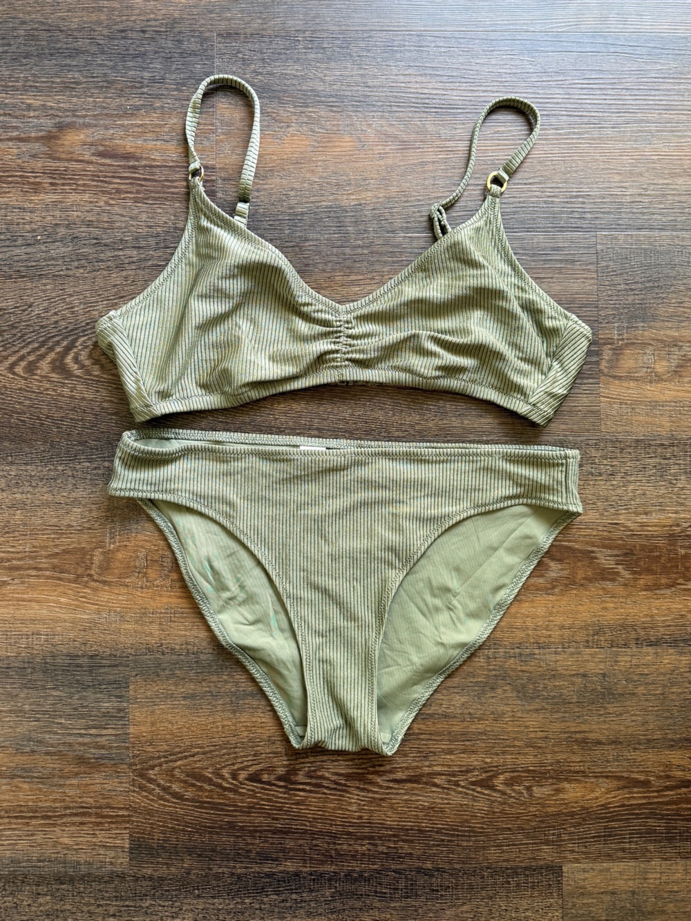 aerie Ribbed Olive Two-Piece Swim Set